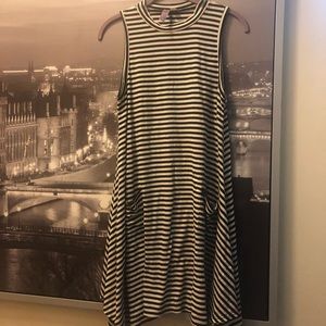 Alya Black and White Striped Shift Dress